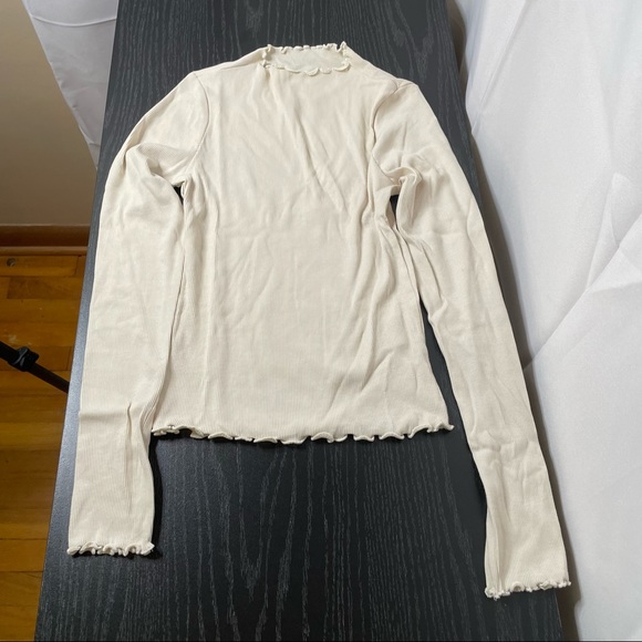 Asos Monki Organic  Cotton Long Sleeve Top In Beige Size XS NWT - Picture 2 of 6